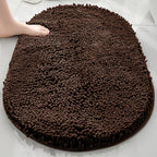 Oval Chenille-Style Bath Mat with Five Color Designs and 40 × 60 to 63 × 95 cm Size Options