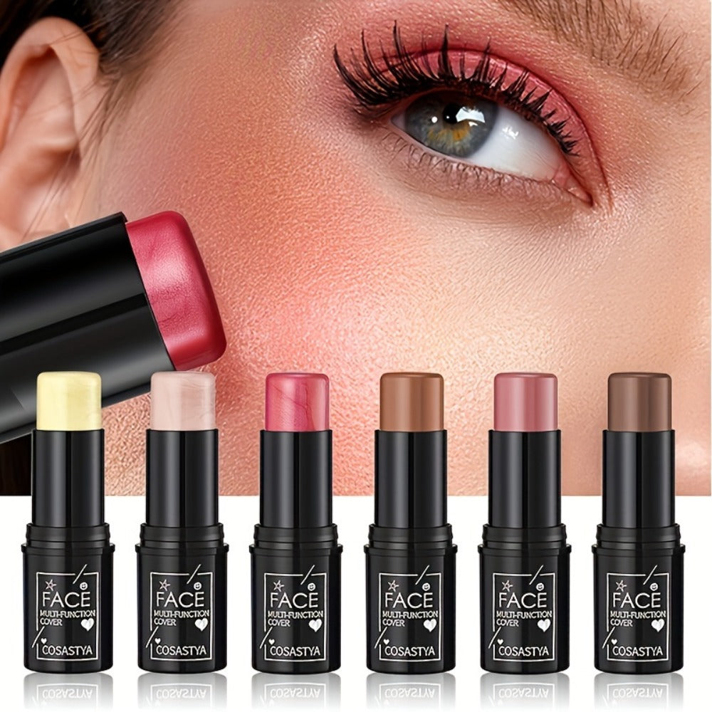 3-in-1 Makeup Stick Set 6pcs – Waterproof Blush Eye Shadow & Highlighter Stick, Long-Lasting Moisturizing Cream Formula