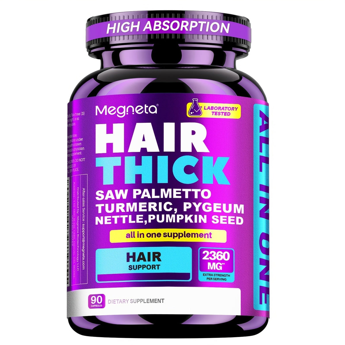 Hair Loss Supplement for Women 90 Capsules, Biotin, Collagen, Keratin, Saw Palmetto & Curcumin Multivitamin Formula for Hair Growth