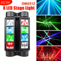 LED Spider Moving Head Stage Light 8x3W DJ Disco Party Light Sound Activated DMX-512 Control for Entryways, Bedrooms and Living Spaces