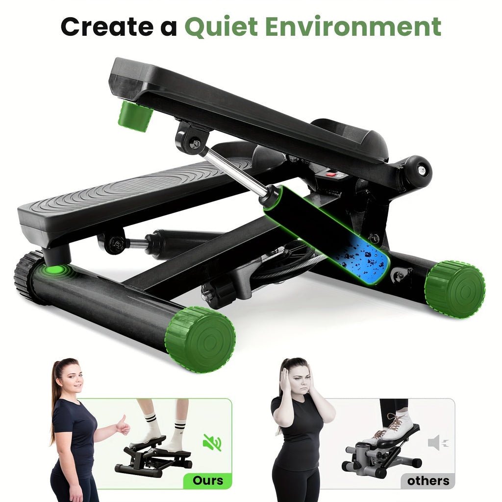 Mini Exercise Stepper Machine with Resistance Bands – Portable Twist Stair Stepper, 300lb Capacity, Full Body Trainer for Legs