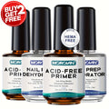 Acid Free Nail Dehydrator and Primer Set with File and Brush for Acrylic and Gel Manicure Prep