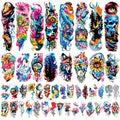 Temporary Tattoos, 46-Sheet Colorful Floral, Geometric, Portrait and Ink-Painting Style Body Art Set