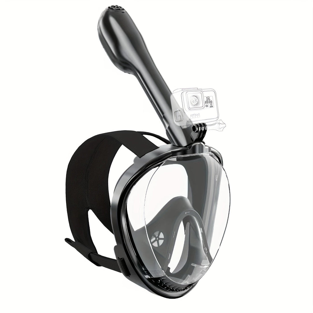 Full Face Snorkel Mask 180° Panoramic View Anti-Fog Anti-Leak Snorkeling Mask with Dry Top Breathing System and Removable Camera Mount