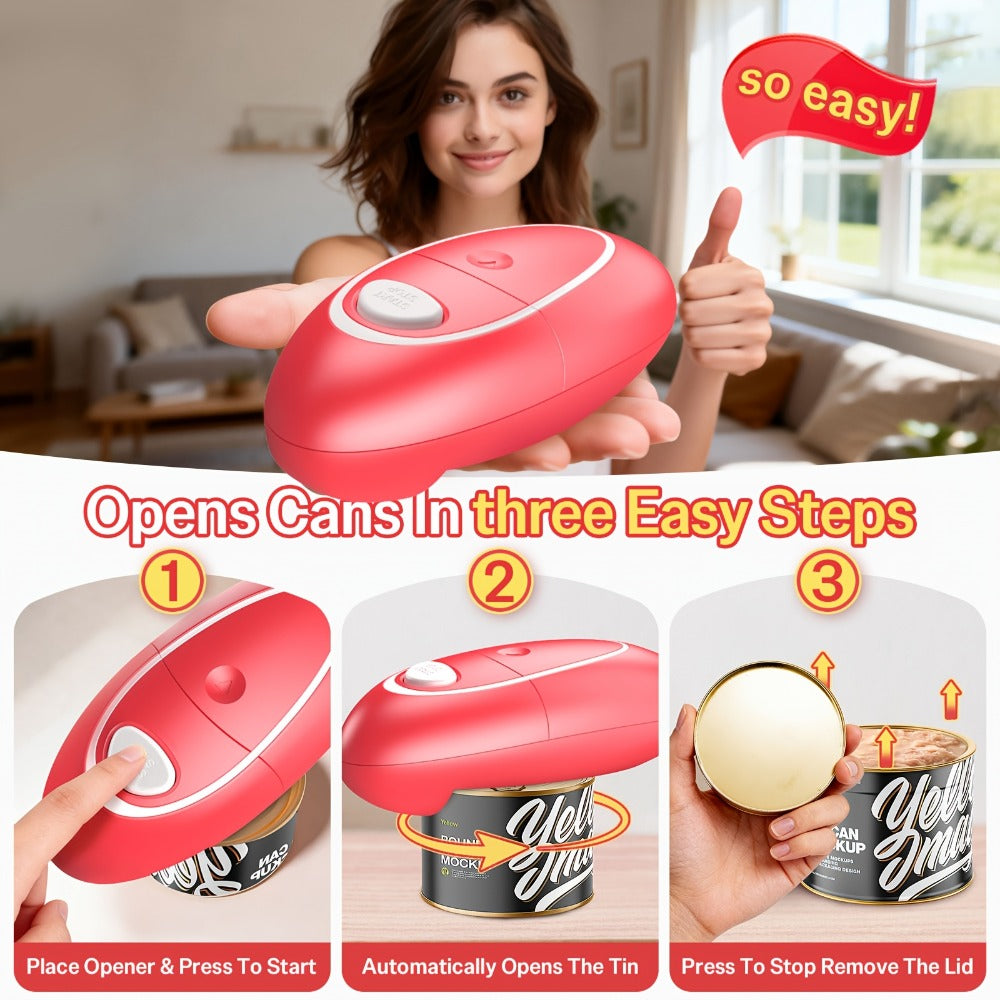 Electric Can Opener One-Touch Automatic – Smooth Edge Battery Operated Handheld Opener for All Can Sizes, Best Kitchen Gadget for Seniors