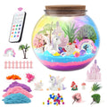 Unicorn Terrarium Craft Kit with Decorative Globe, Multicolor LED Light, Remote and Layered Sand Accessories