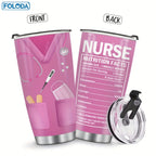 Insulated Tumbler 20oz Nurse Graphic Stainless Steel Vacuum Travel Mug in Four Color Options