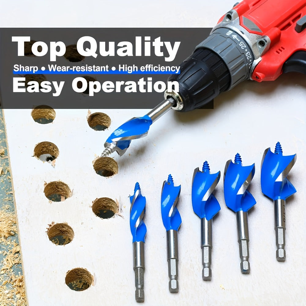 Impact Drill Bit Set 6-Piece Woodworking, 1/2" to 1" Interchangeable Screwdriver Bits, 4-Inch Length with Storage Box