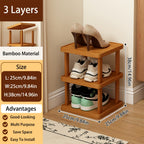 Bamboo-Labeled Freestanding Shoe Rack with Six- or Nine-Layer Checkout Options and Square Shelves