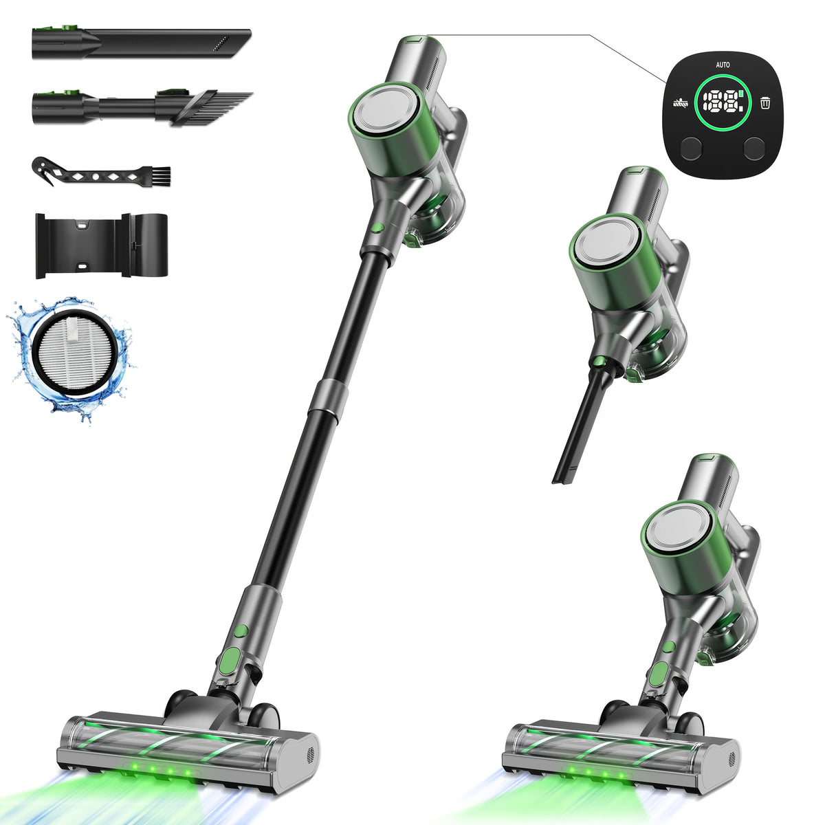Cordless Stick Vacuum Cleaner 70KPa Brushless Motor 45-Min Runtime for Pet Hair Carpet Hard Floor Dust with Cord & Cordless Modes