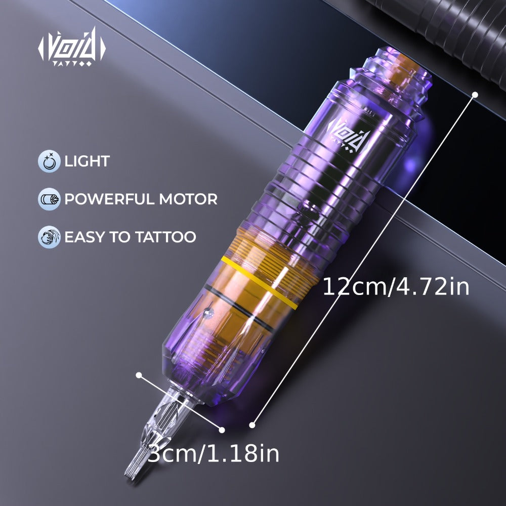 Tattoo Machine Kit VOID WTK421 or WTK422 Cordless Rotary Pen with USB-C, 20 Cartridges, 5 Inks and Practice Supplies