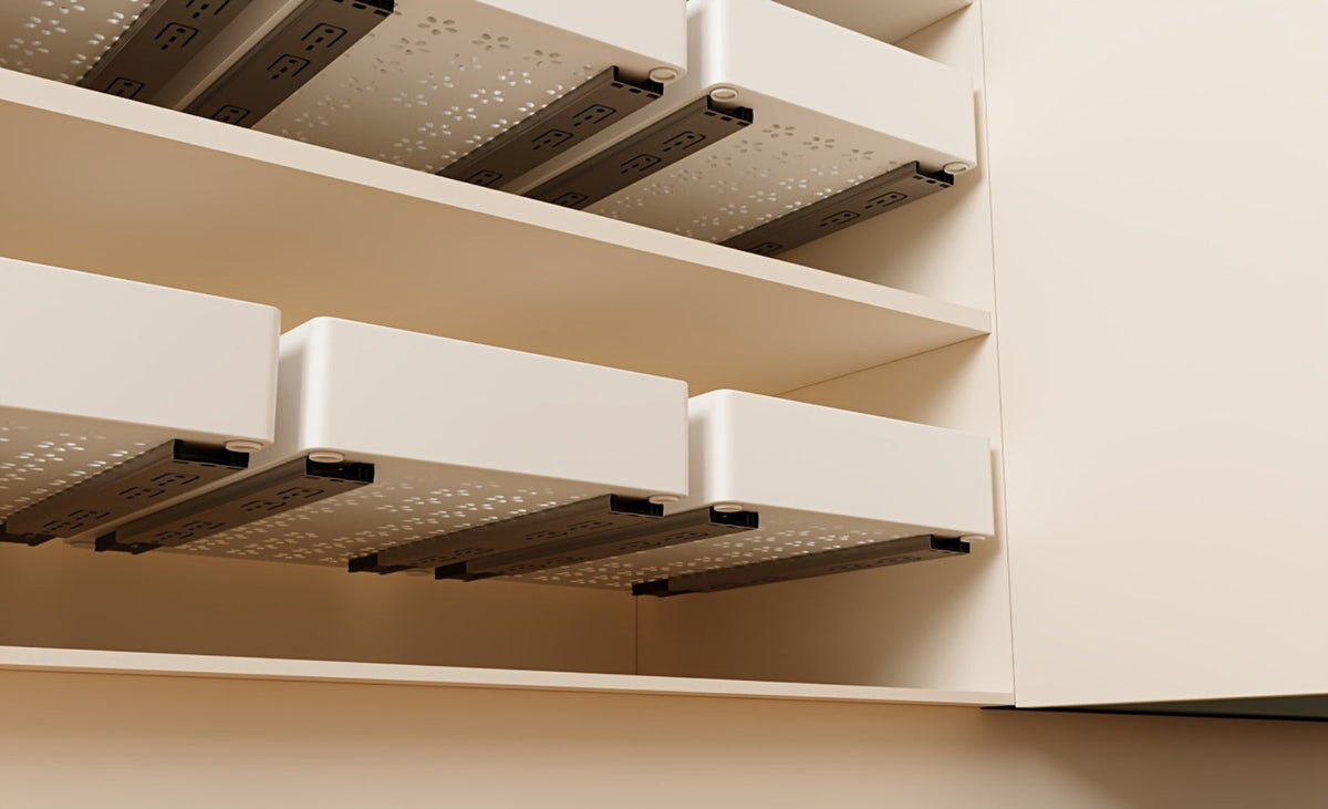 Pull-Out Cabinet Organizer 2-Pack Retractable Slide-Out Storage Bins No Drill Removable Kitchen Pantry Bathroom Shelf Organizer Boho Style