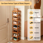 Bamboo-Labeled Freestanding Shoe Rack with Six- or Nine-Layer Checkout Options and Square Shelves
