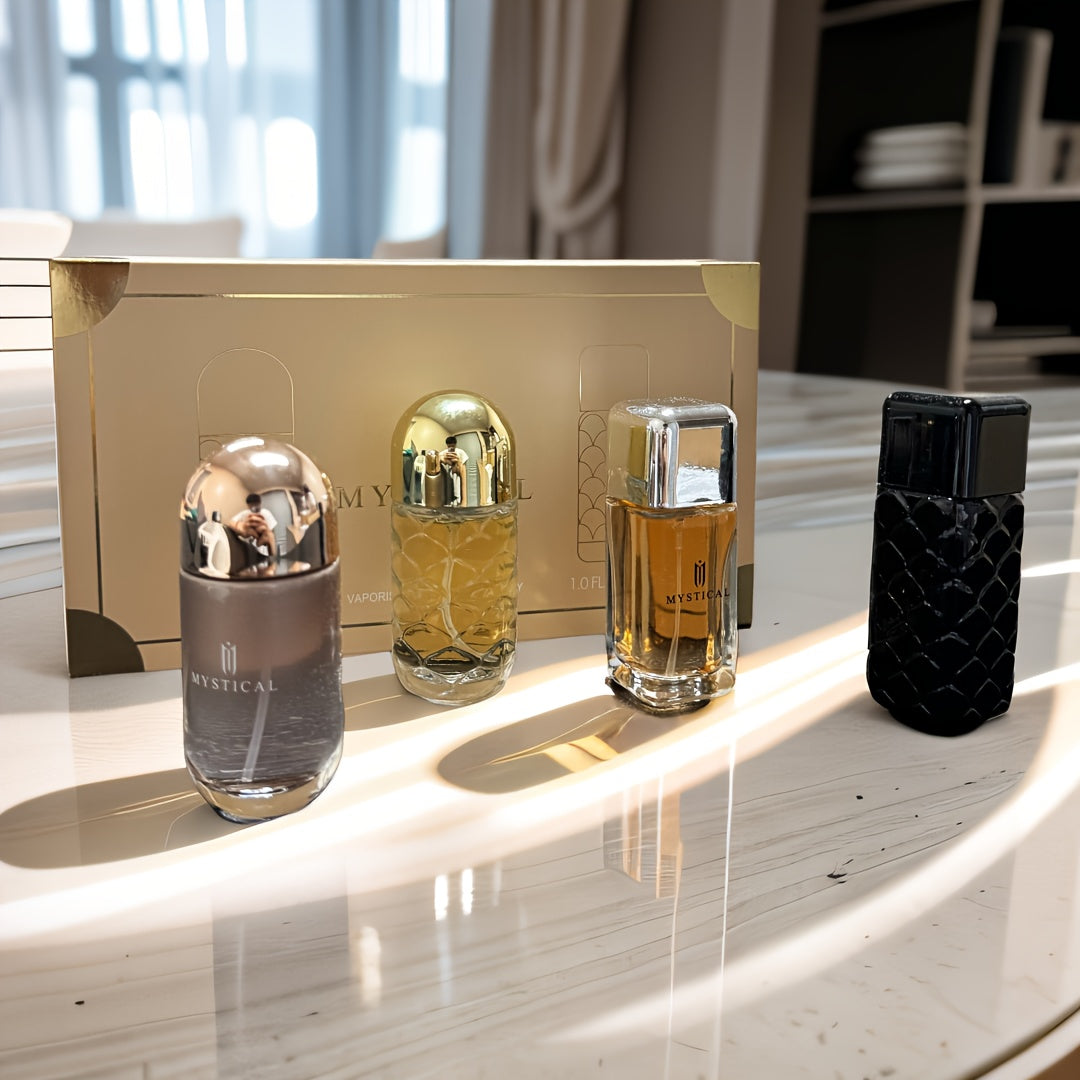 Perfume Gift Set 4 Pieces Travel Size Mini Spray – Long Lasting Fresh Floral Fragrance for Women and Men Unisex Portable Set Mother's Day