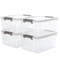 Plastic Storage Bins with Lids 4 Pack 17 Quart Stackable Clear Storage Containers for Home Cooking, Dining and Outdoor Meals