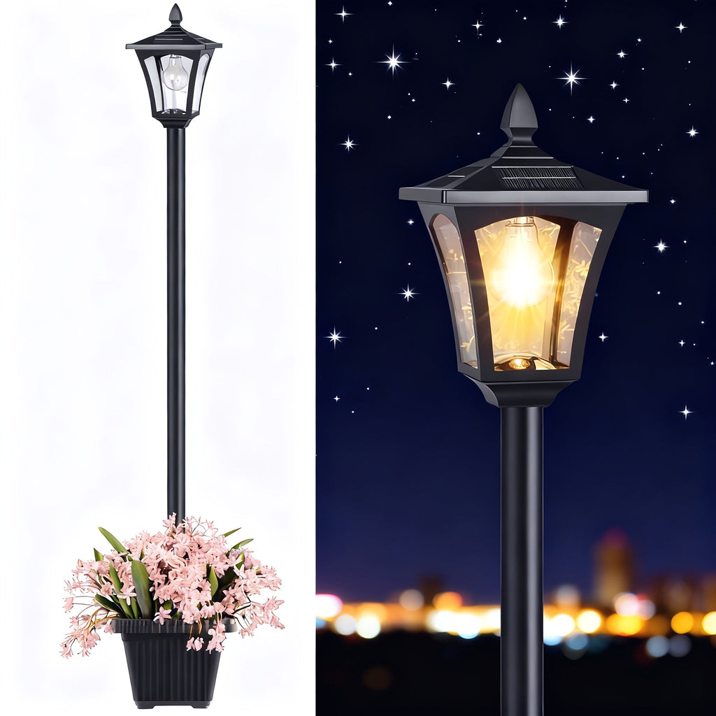 Solar Post Light Outdoor Garden Pathway Lamp 60LM White LED for Entryways, Bedrooms and Living Spaces