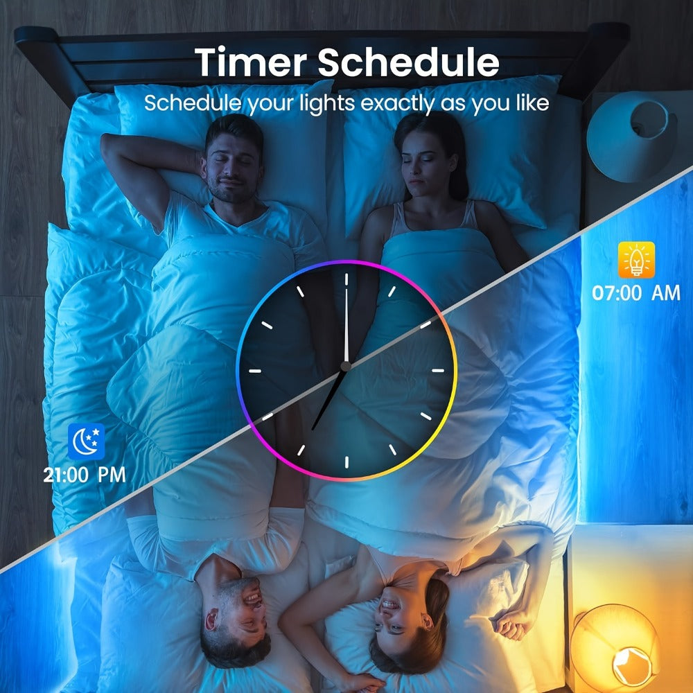 Smart APP Control LED Strip Lights 100FT 2 Rolls of 50FT – RGB Music Sync Color Changing 24V Safe Voltage Remote for Bedroom Living Room