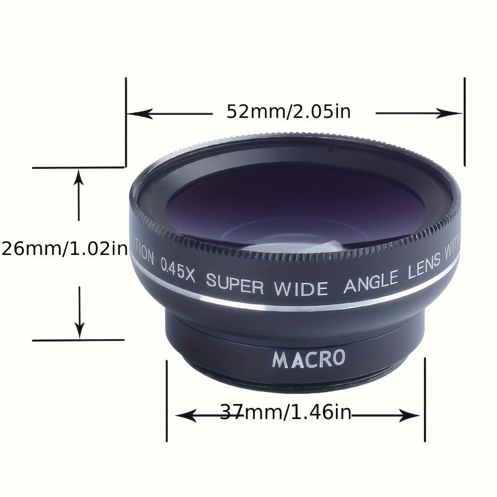Clip-On Phone Lens Kit 2-in-1 – 0.45x HD Wide Angle & 12.5x Super Macro Lens for iPhone & Android, Universal Smartphone Camera Upgrade