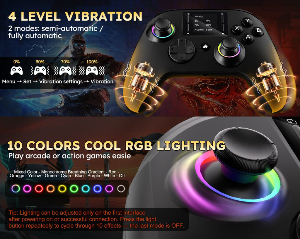 Touchscreen Wireless Gaming Controller in Black with Four Back Buttons and Optional Detachable Phone Bracket