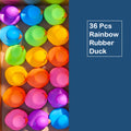 36Pcs Rainbow Rubber Ducks Bulk Pack, Colorful Mini Bath Toys for Pool Party, Holiday Decor & Kids Gift