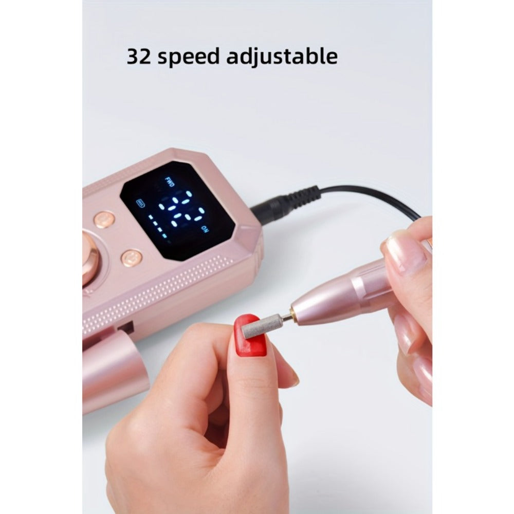 Cordless Electric Nail Drill Machine Rechargeable Professional E-File 11 Bits 20 Sanding Discs High Speed Acrylic Gel Natural Nails