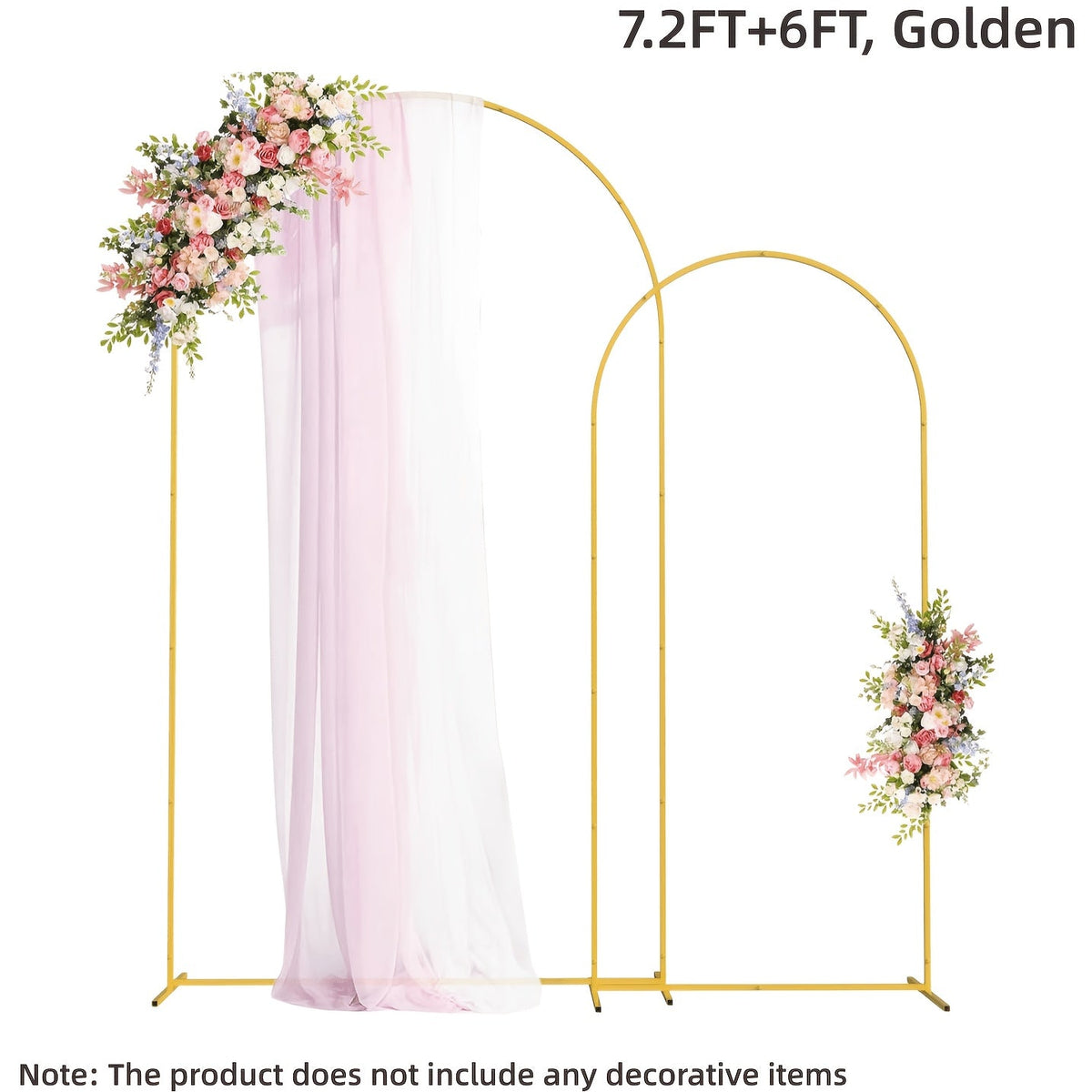 Metal Wedding Arch Backdrop Set 2pcs 7.2FT & 6FT - Balloon Flower Arch Frame for Weddings for Entryways, Bedrooms and Living Spaces