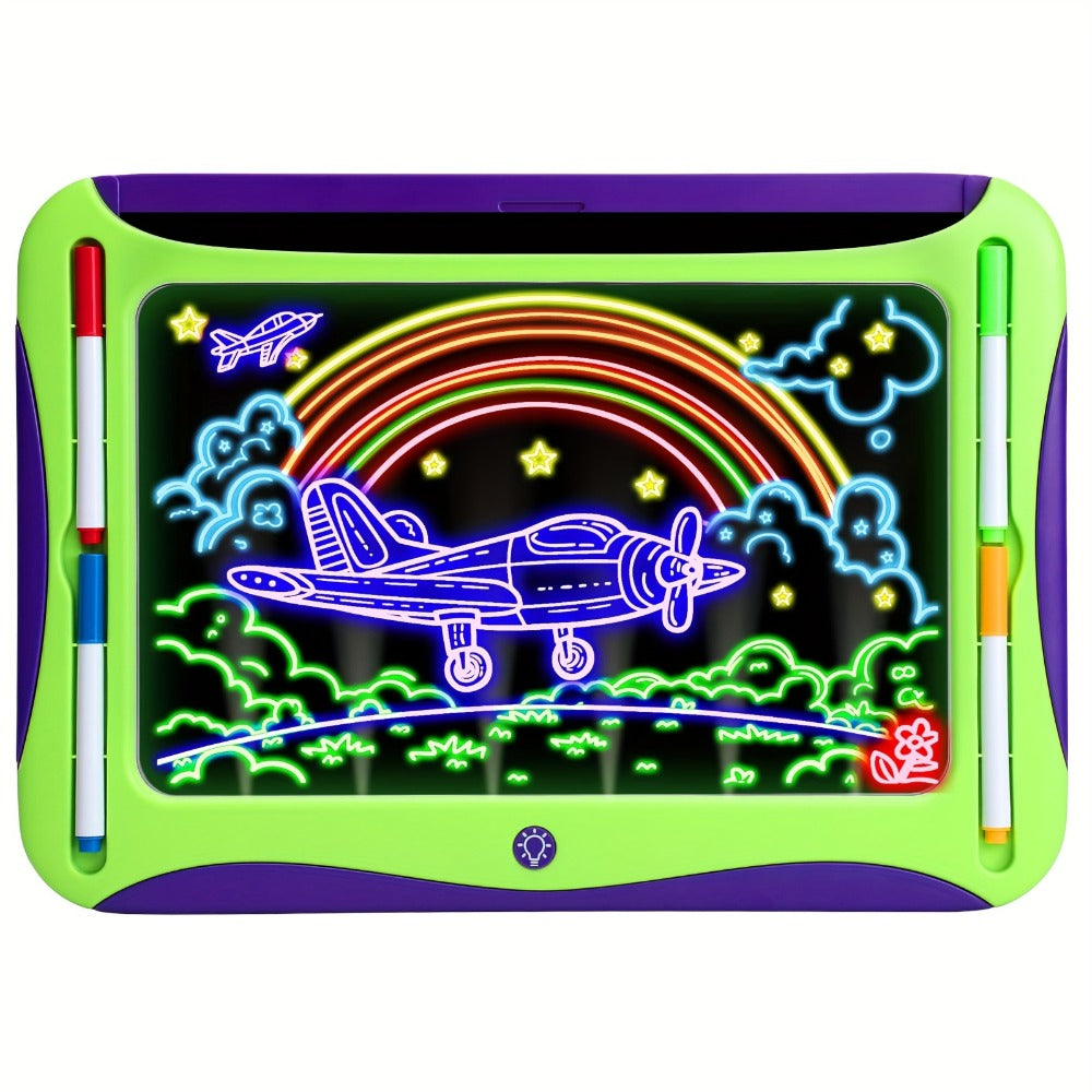 LED Light Up Drawing Board for Kids, 9 Double-Sided Tracing Cards 6 Markers Glow Doodle Travel Art Toy for Girls Boys Ages 3-8