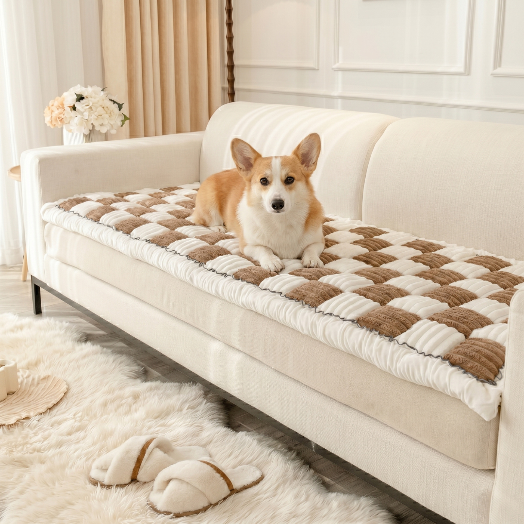 Padded Dog Couch Cover and Bed Brown / S [ARMCHAIR] (24 in x 24 in)