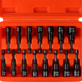 Magnetic Nut Driver Set 15-Piece 1/4" Hex Shank – SAE 1/4" to 9/16" & Metric 6-14mm Chrome Vanadium Steel Impact Nut Drivers