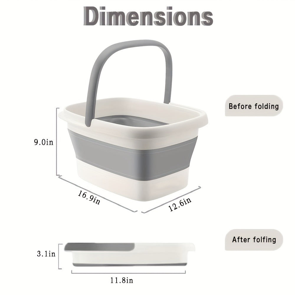 Foldable Foot Bath Tub Collapsible Foot Soak Basin 3.96 Gallon with Carry Handle Portable Pedicure Soaking Tub Space-Saving Easy Clean