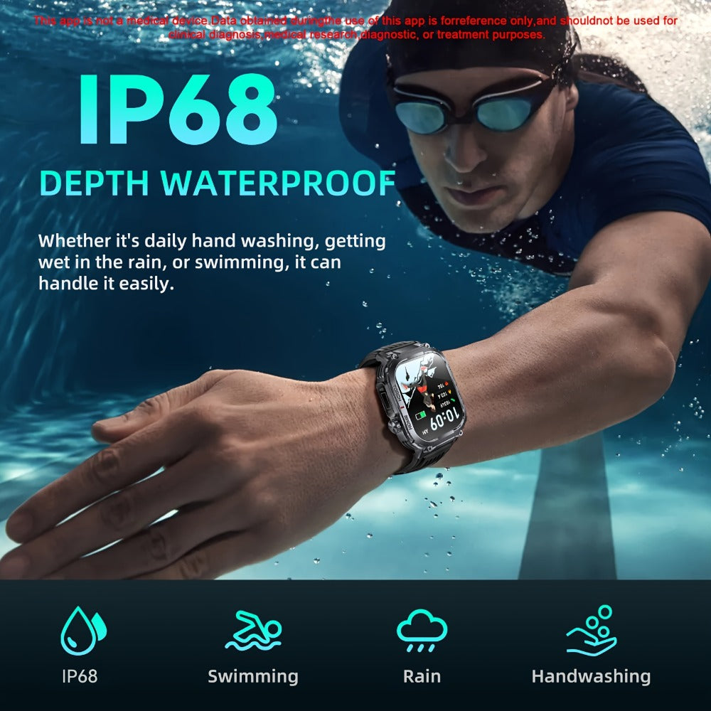 Smart Watch 2.02-Inch Rugged TFT Display with 500mAh Battery, LED Flashlight and Wireless Calling