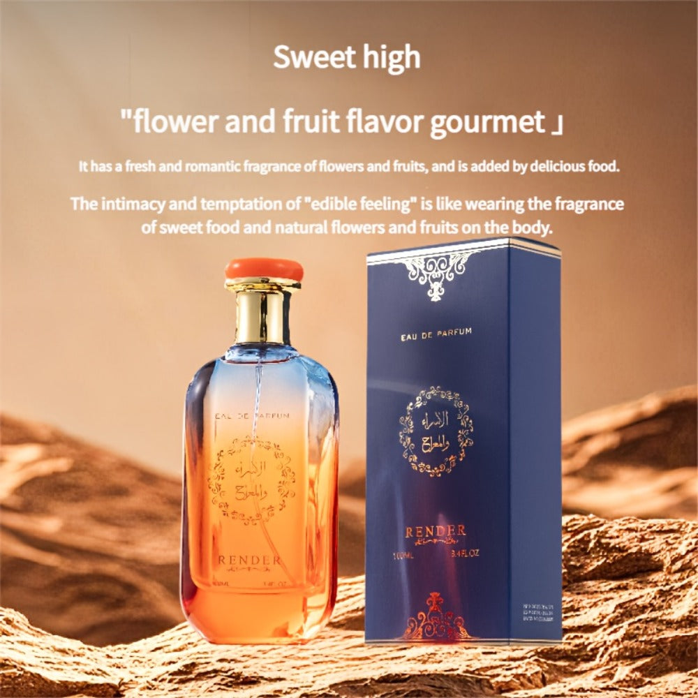 Men's Cologne 100ml Eau de Parfum Spray in Amber Gradient Glass Bottle with Blue Presentation Box