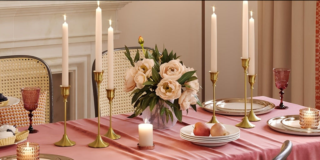 Metal Bell Candlestick Holders Set, Vintage Copper & Black Taper Candle Holders for Wedding Centerpieces