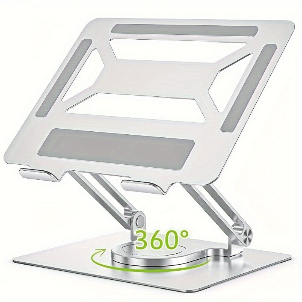 Adjustable Laptop Stand with 360-Degree Rotating Base, Ergonomic Foldable Laptop Holder for MacBook Pro Air and Laptops Up to 17 Inches