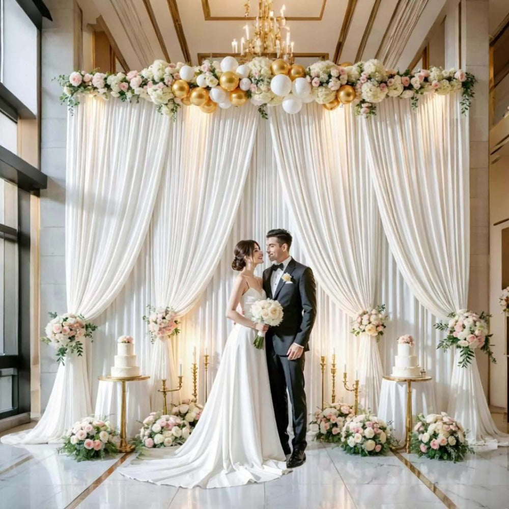 4-Pack 5x10ft Elegant Spandex Photography Backdrop | Wear-Resistant, Wrinkle-Free, Soft & Opaque Party Decoration Banners for Weddings