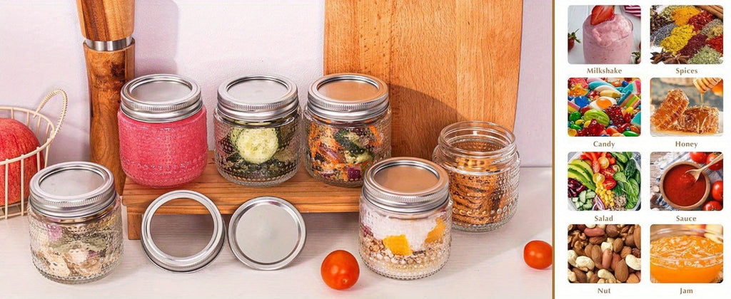 Mason Jars 8oz with Lids 12 Pack, Clear Glass Canning Jars with Silver Metal Lids, Food-Grade for Storing