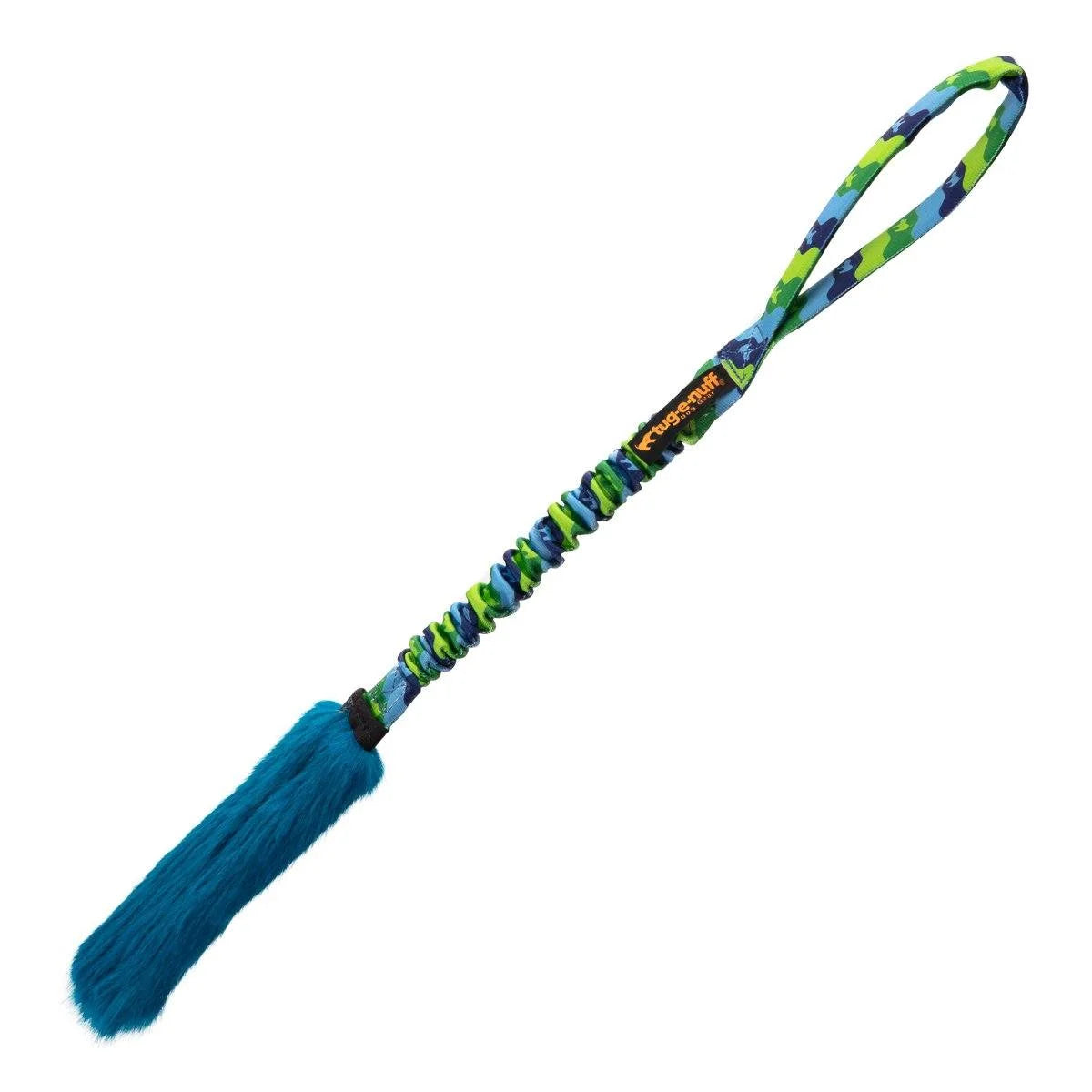 Interactive Faux Fur Dog Tug Toy Green Pattern
