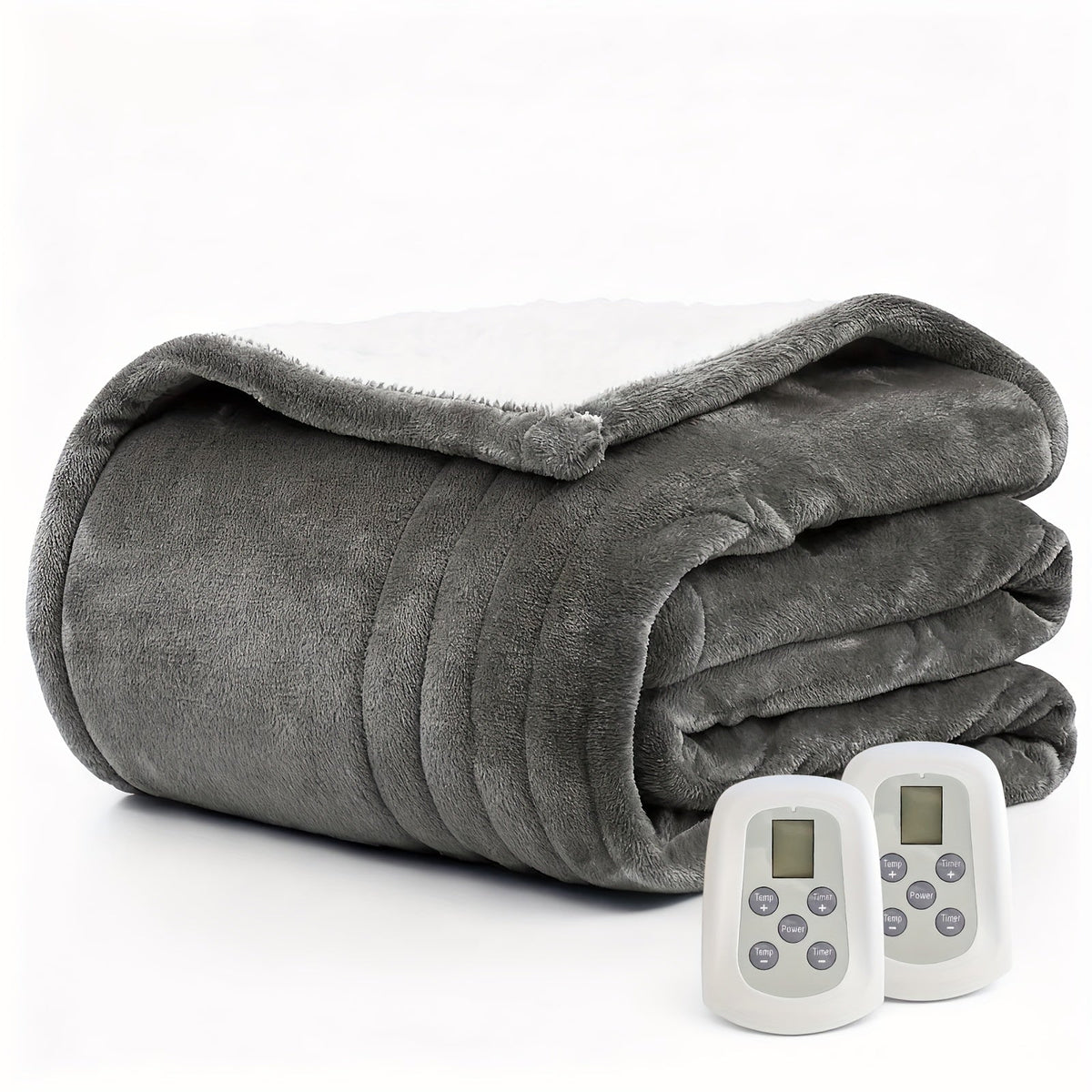 Dual Control Electric Heated Blanket with 10 Heat Levels - Auto Shutoff, Overheat Protection, Fast Heating