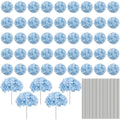 Artificial Flowers 72-Piece Silk Hydrangea Set with Flexible Stems in Blue Purple Pink or Champagne