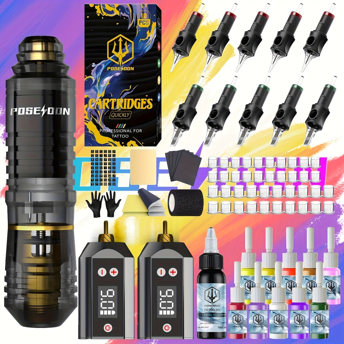 Tattoo Pen Kit Wireless Battery Tattoo Gun with LCD Screen, 1500mAh Cordless Rotary Tattoo Machine