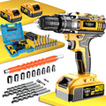 Cordless Impact Drill Set 21V - Wireless Power Drill with Battery & Quick Charger, Multifunctional Tool Kit for Home