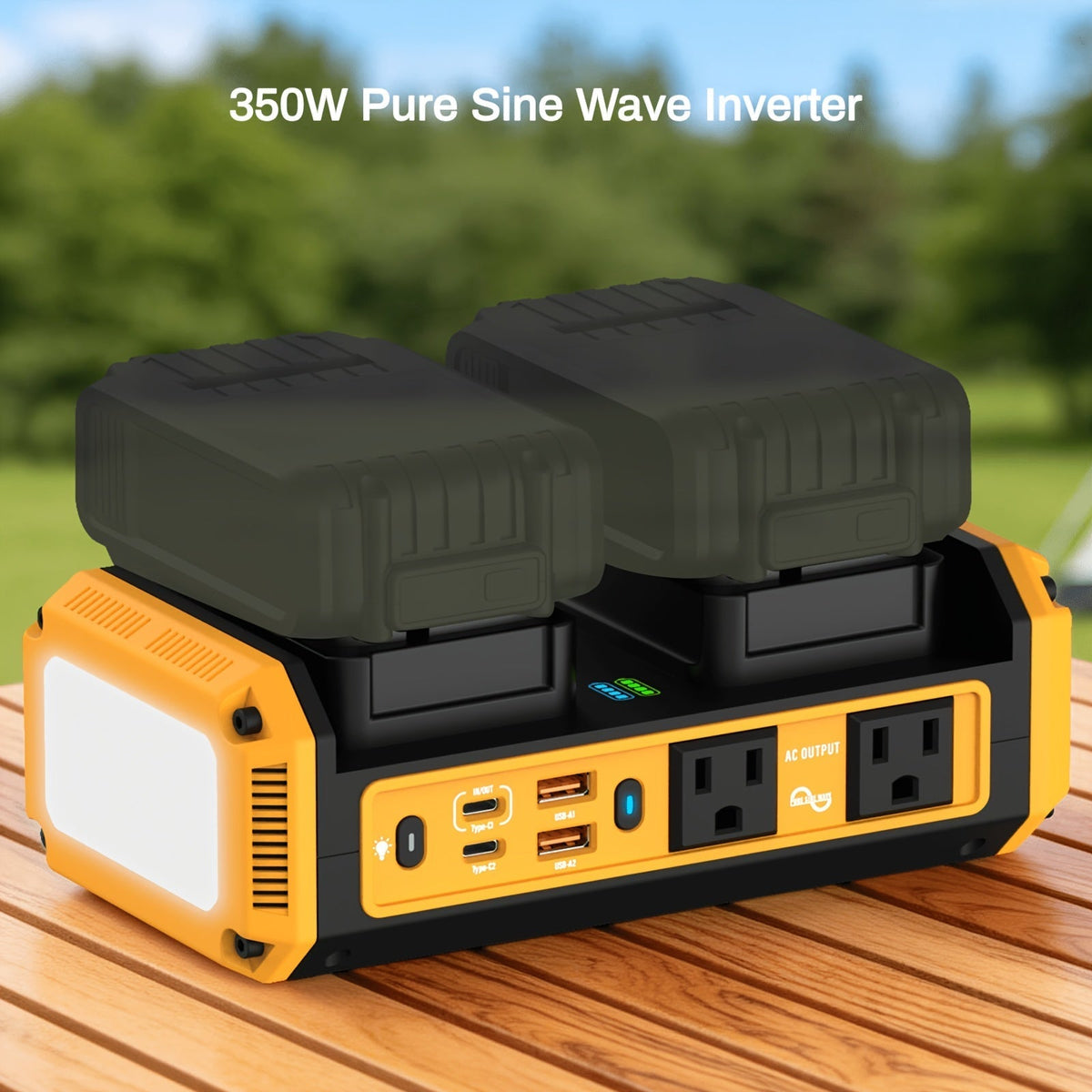 HASEED 350W Pure Sine Wave Power Inverter For DeWalt 20V Battery, 120V AC, 140W PD Fast Charging