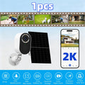 Security Camera 2K Solar Outdoor Model with Color Night Vision, Two-Way Audio, Human-Figure Alarm and Four Bundles