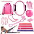 Pilates Set for Women 14-Piece – Includes 13-Inch Pilates Ring, 9-Inch Yoga Ball, 5 Resistance Bands & Hip Thrust Bands