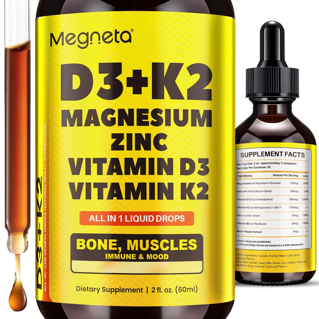 Vitamin D3 Liquid Drops 10000 IU with K2 MK-7 120mcg Magnesium Zinc Vitamin B2 for Bath Time, Home Spa and Personal Care