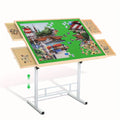Jigsaw Puzzle Table with 4 Drawers 1500 Pieces – Adjustable Angle & Height 35"x26" Tilting Wood Board with Metal Legs