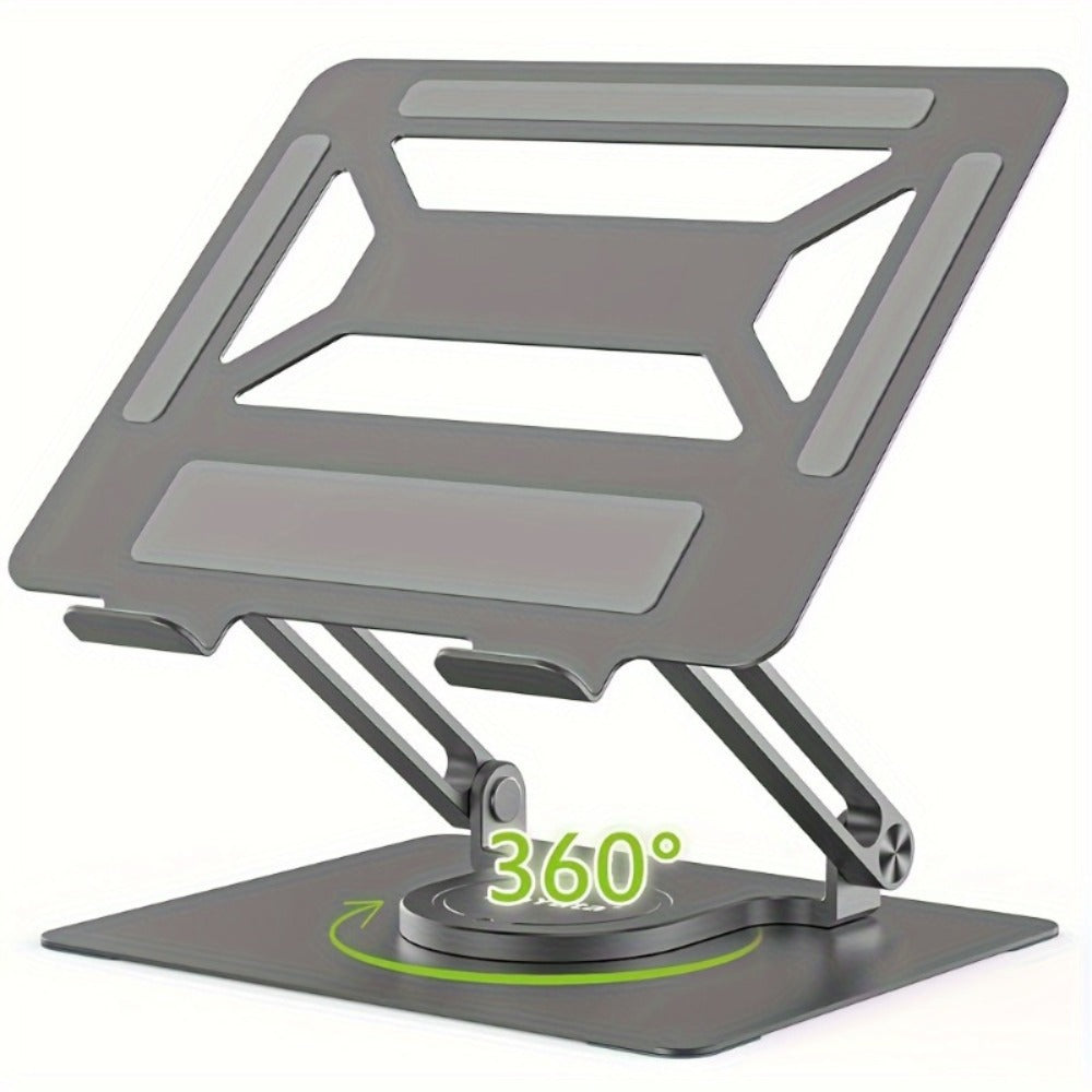 Adjustable Laptop Stand with 360-Degree Rotating Base, Ergonomic Foldable Laptop Holder for MacBook Pro Air and Laptops Up to 17 Inches