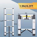 Telescoping Extension Ladder Aluminum, 6.5 / 8.5 / 10.5 / 12.5 FT Folding Telescopic Ladder, Easy Store