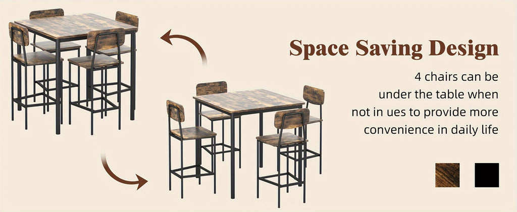5-Piece Rectangular Dining Table Set for Kitchen and Home Office detail image - detail view 14