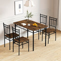 5-Piece Rectangular Dining Table Set with Solid Wood Construction for Kitchen